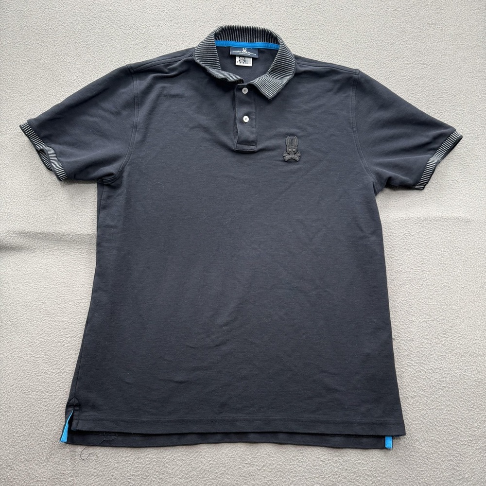 Psycho Bunny Polo Shirt Mens (7) 3XL Blue Pima Cotton Logo Collar Trim Casual